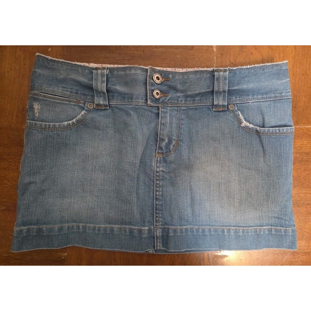 American Eagle Jean Skirt Womens Size 8 Distressed Stretch Y2k 2000s Vintage 90s
